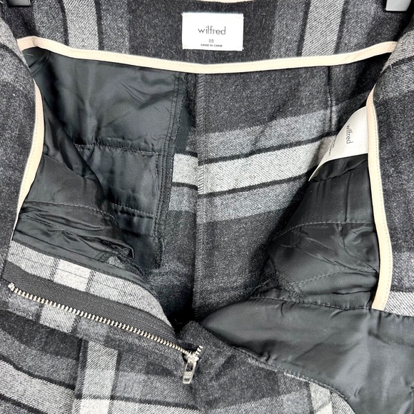 Aritzia Wilfred Chambery Check Plaid Pants Trousers SZ 00 Virgin Wool Gray Black - Picture 10 of 15